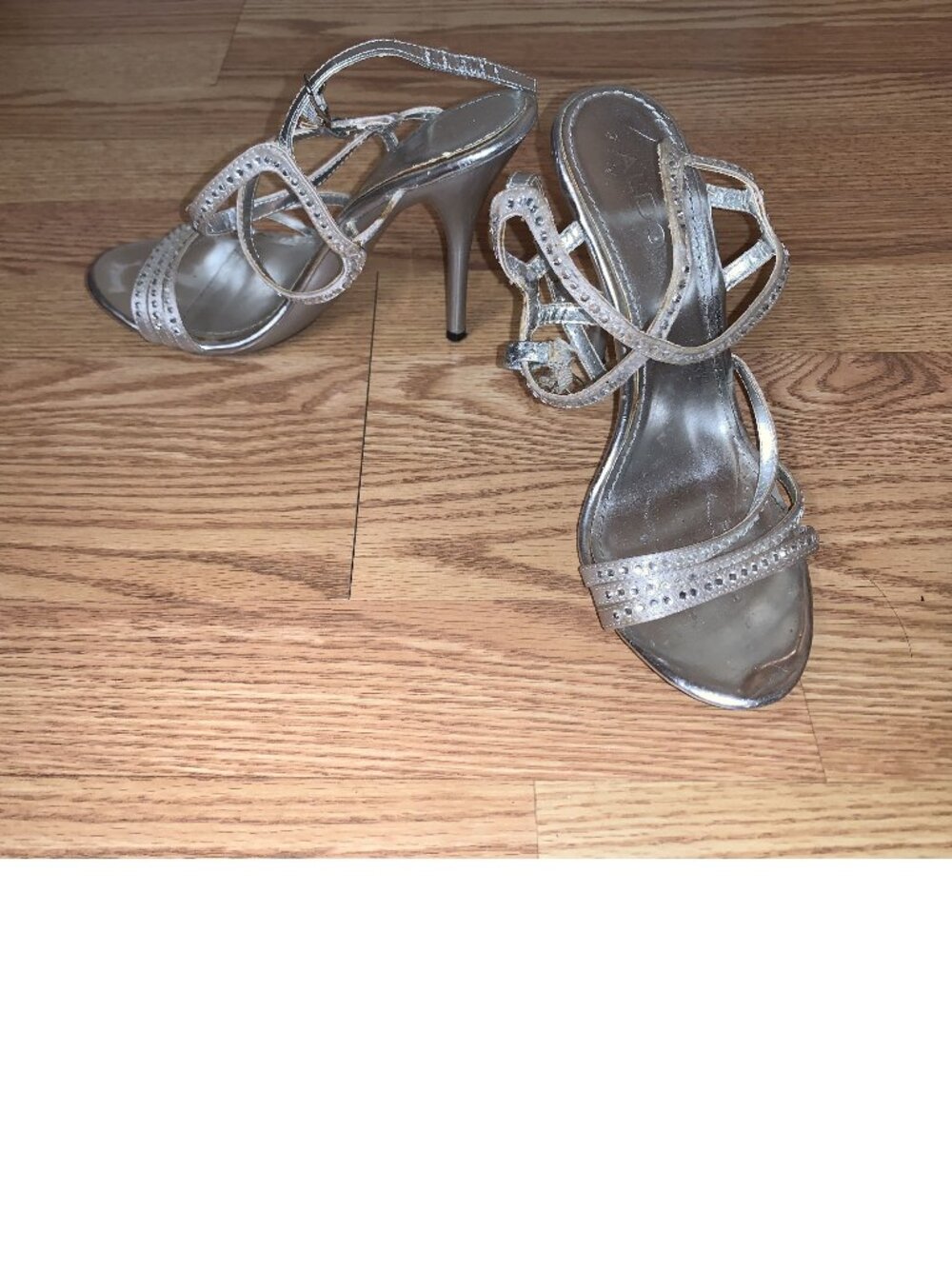 Silver Prom Shoes Silver Heels Grad Shoes Size 8.5
